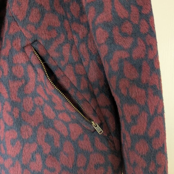 Navy & Burgundy Wool Blend Leopard Print Coat from LOFT - Picture 11 of 13